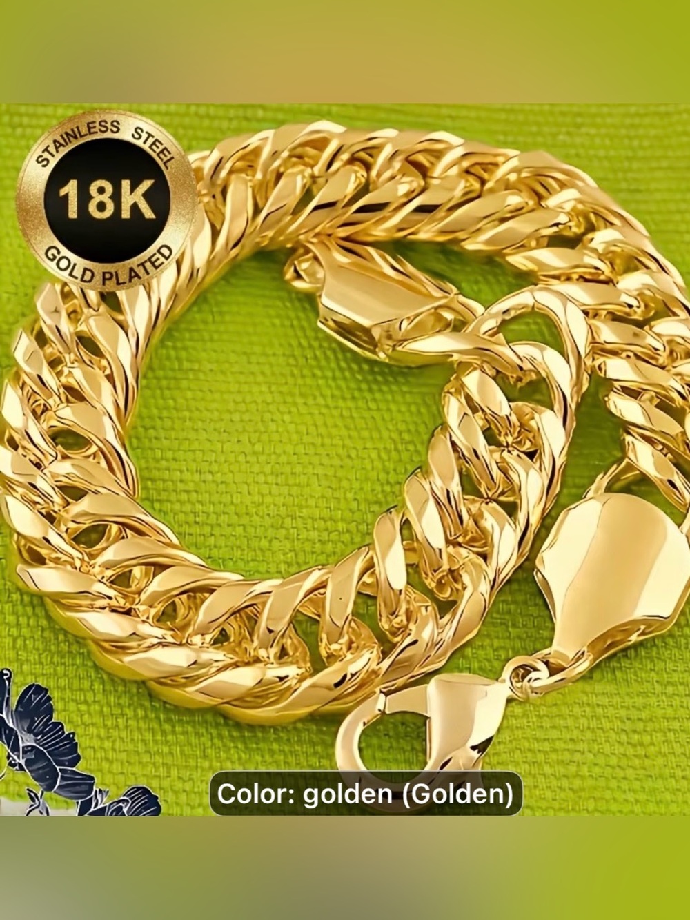 Gold-Tone Men's Cuban Link Bracelet - 8K Plated